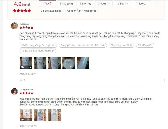Đánh giá của người dùng trên Shopee (Nguồn: BlogAnChoi)