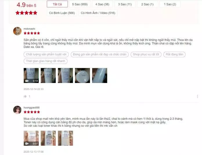 Đánh giá của người dùng trên Shopee (Nguồn: TinhVe)