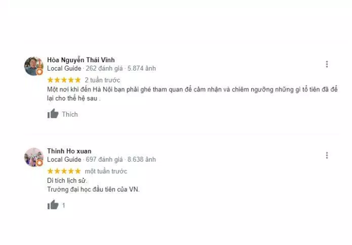 Du khách đánh giá về Văn Miếu Quốc Tử Giám (Nguồn: Internet)