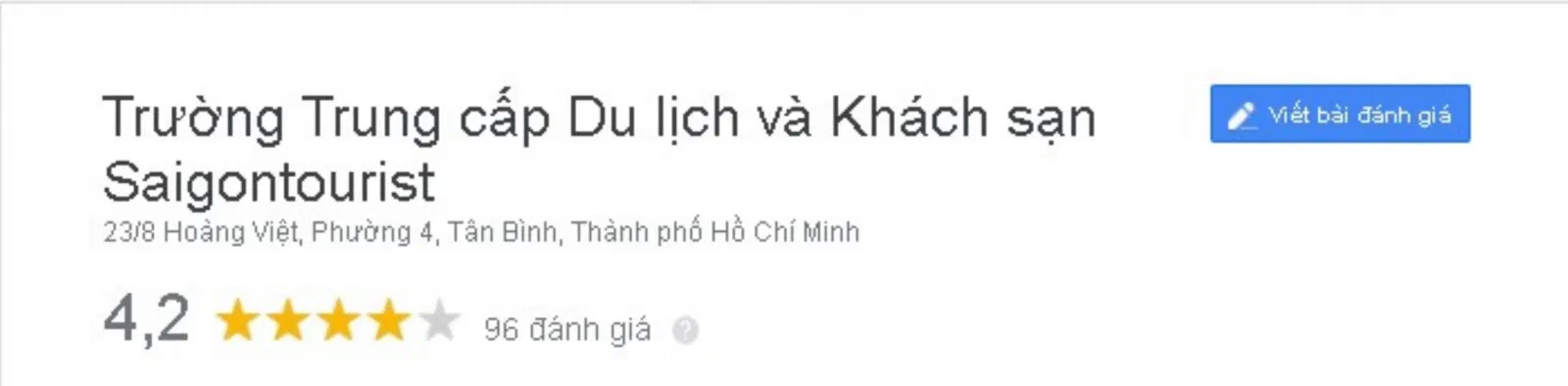 Đánh giá của học viên về Trường trung cấp Du lịch và Khách sạn Saigontourist. (Nguồn: BlogAnChoi)