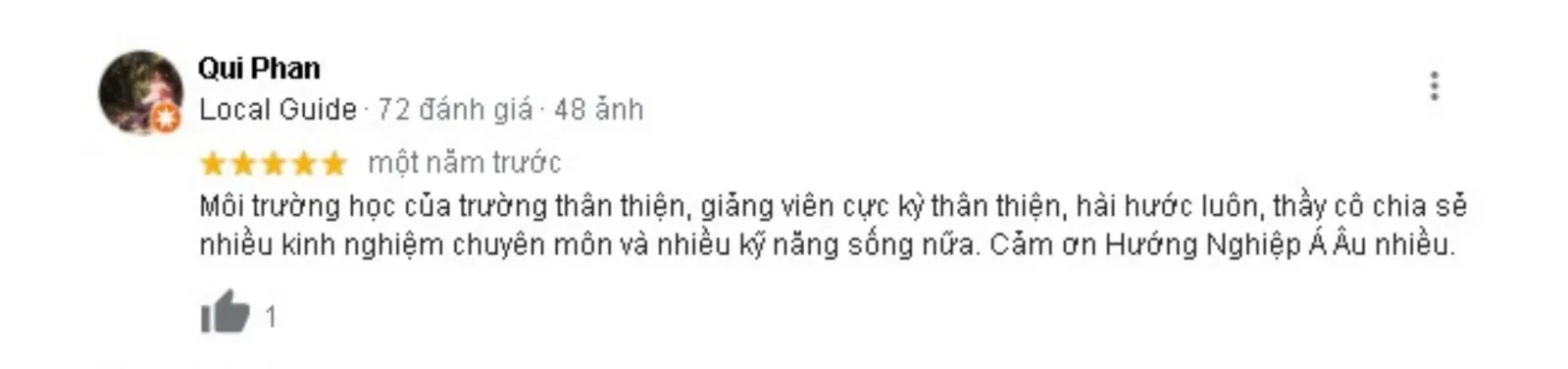 Đánh giá của khách hàng về Trường hướng nghiệp Á - Âu. (nguồn: BlogAnChoi)