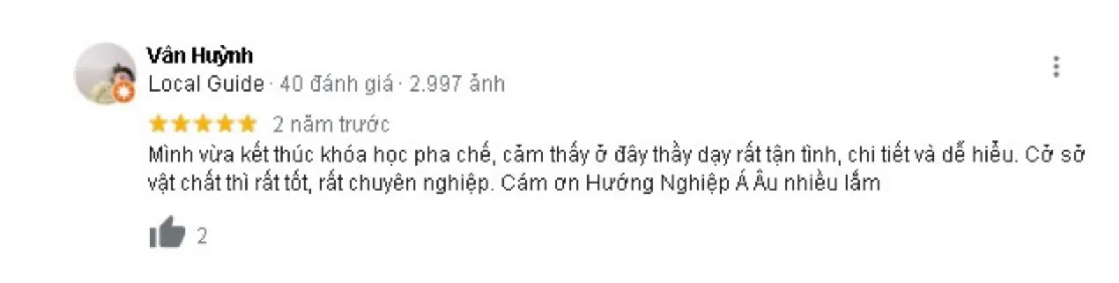 Đánh giá của khách hàng về Trường hướng nghiệp Á - Âu. (nguồn: BlogAnChoi)