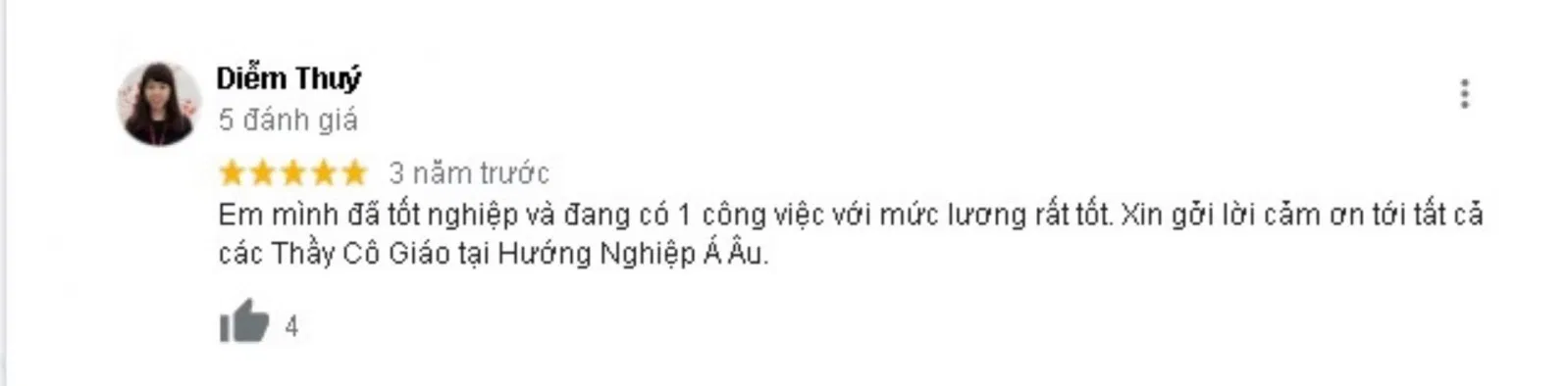 Đánh giá của khách hàng về Trường hướng nghiệp Á - Âu. (nguồn: BlogAnChoi)