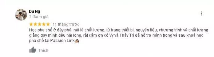 Đánh giá của khách hàng về Trung tâm dạy pha chế Passion Link. (Nguồn: BlogAnChoi)