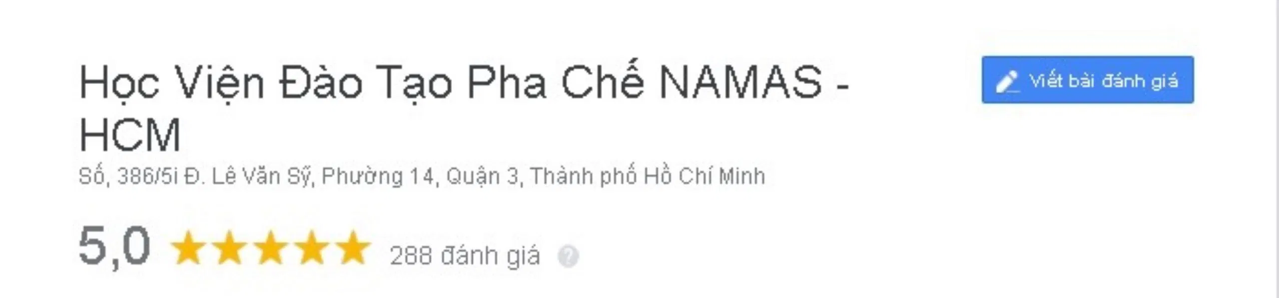 Đánh giá của học viên về Học viện đào tạo pha chế NAMAS. (Nguồn: BlogAnChoi)