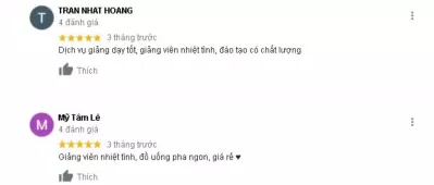 Đánh giá của khách hàng về Học viện đào tạo pha chế NAMAS. (Nguồn: BlogAnChoi)