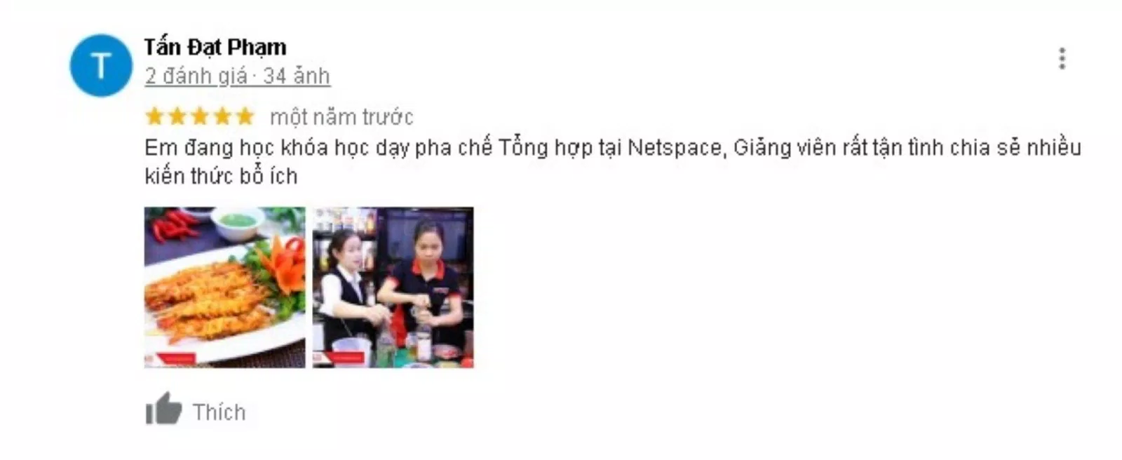 Đánh giá của khách hàng về Dạy nghề pha chế Netspace. (Nguồn: BlogAnChoi)
