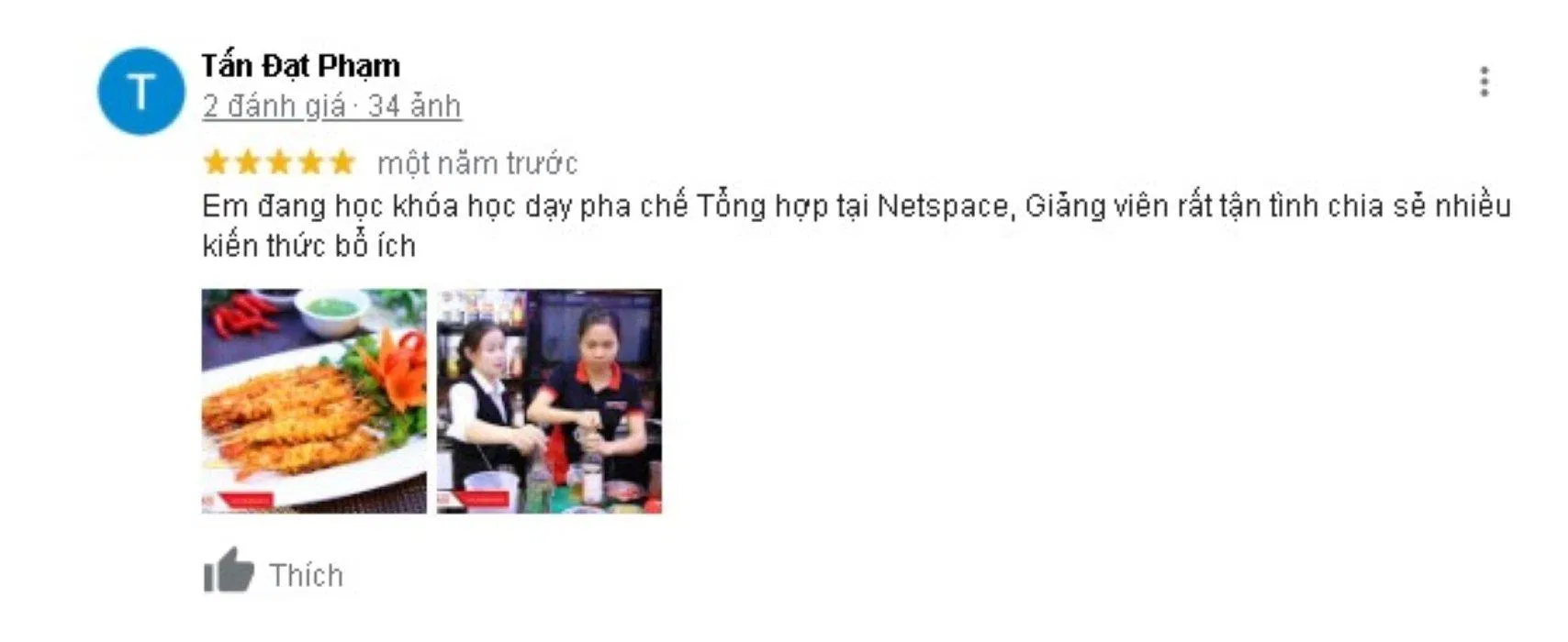 Đánh giá của khách hàng về Dạy nghề pha chế Netspace. (Nguồn: BlogAnChoi)