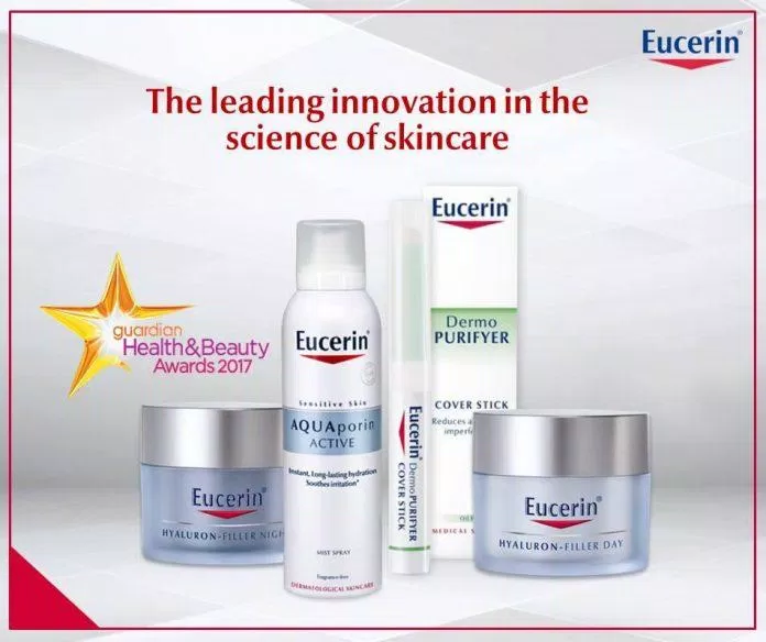 Mỹ phẩm Eucerin là thương hiệu đi đầu về cải tiến khoa học trong việc dưỡng da, được công nhận vởi Guardian Health&Beauty Awards 2017. (Nguồn: Internet)