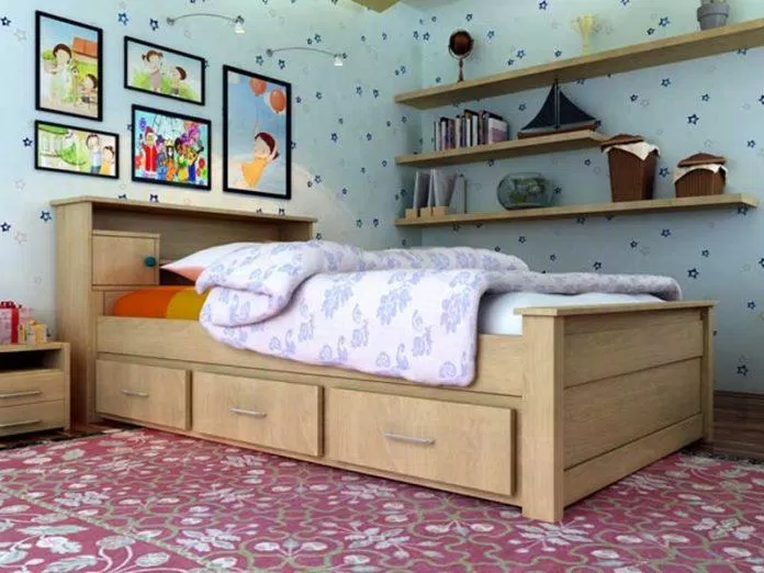 Mẫu giường ngủ có hộc kéo đa năng, tiện lợi cho cô nằng thích đơn giản