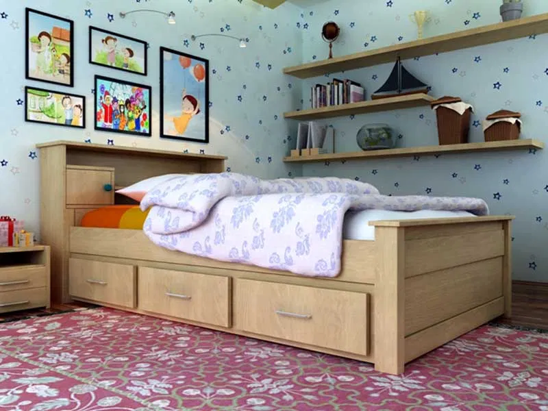 Mẫu giường ngủ có hộc kéo đa năng, tiện lợi cho cô nằng thích đơn giản