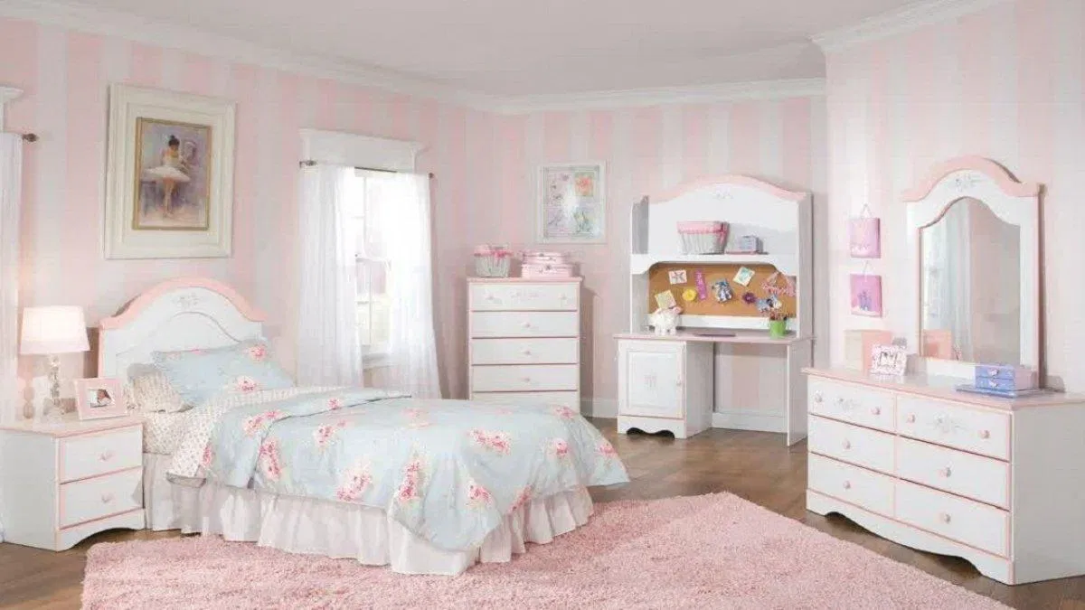 Mẫu giường ngủ cho bé gái phong cách hiện đại siêu đáng yêu và điệu đàng (Nguồn: Internet)