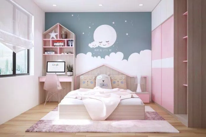 Giường ngủ cho bé gái mẫu ngôi nhà đơn giản, mới lạ (Nguồn: Internet)