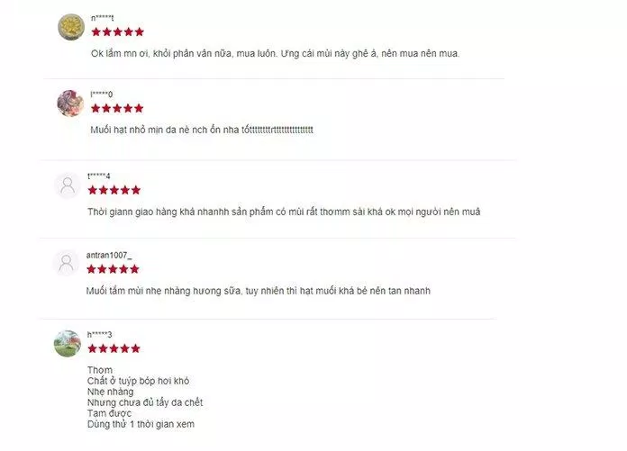 Khách hàng trên Shopee đánh giá khá tốt cho Muối Tắm Tẩy Tế Bào Chết Làm Sáng Da Watsons (Nguồn: Internet)