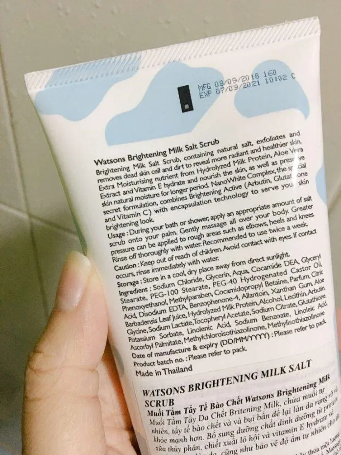 Chỉ nên dùng Muối Tắm Tẩy Tế Bào Chết Làm Sáng Da Watsons 2-3 lần/tuần (Nguồn: Internet)