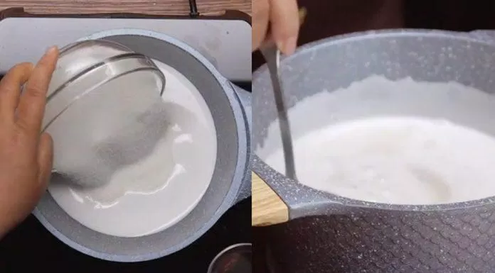 Bước 2: Nấu nước đường cho vào bột (Nguồn: Internet)