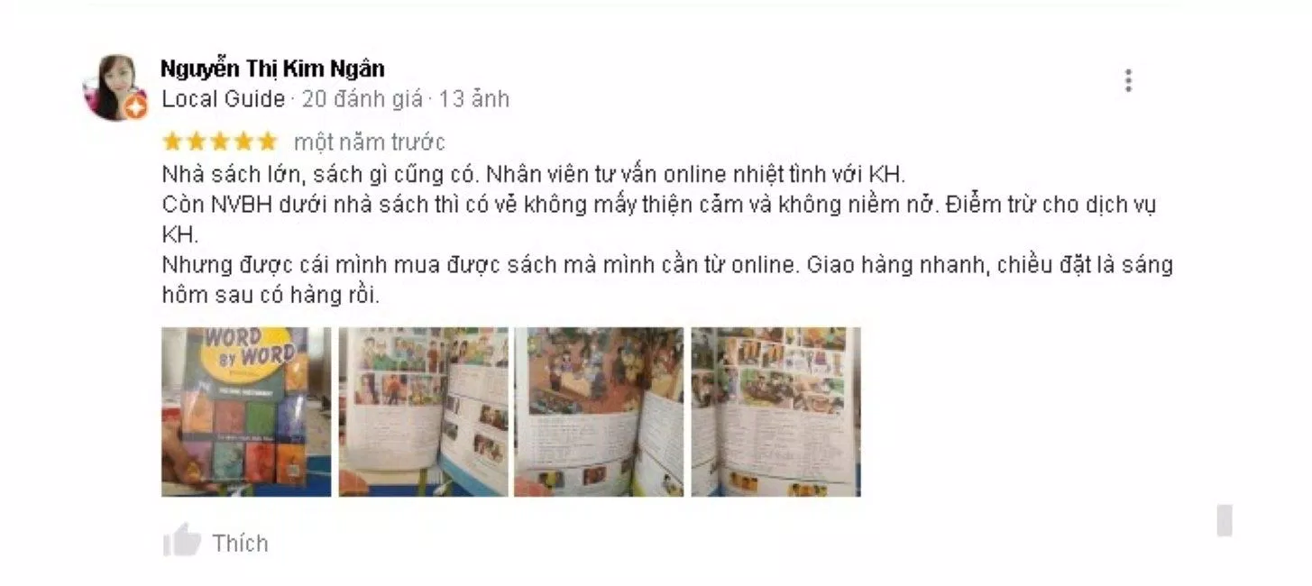 Đánh giá của khách hàng về Nhà sách Minh Khai. (Nguồn: Internet)