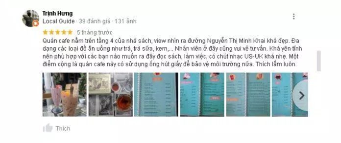 Đánh giá của khách hàng về Nhà sách Cá Chép. (Nguồn: TinhVe)