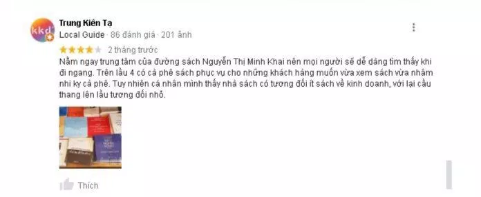 Đánh giá của khách hàng về Nhà sách Cá Chép. (Nguồn: TinhVe)