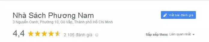 Đánh giá của khách hàng về Nhà sách Phương Nam. (Nguồn: TinhVe)