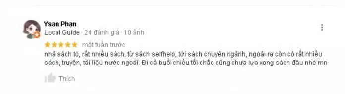 Đánh giá của khách hàng về Nhà sách Fahasha Tân Định. (Nguồn:  TinhVe)