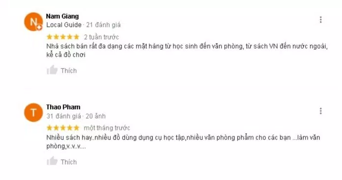 Đánh giá của khách hàng về Nhà sách Fahasha Tân Định. (Nguồn: TinhVe)