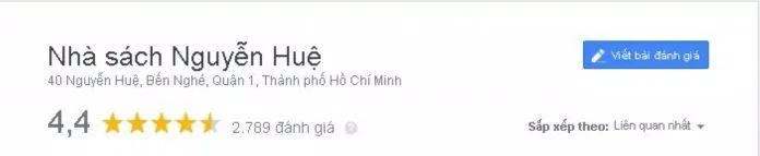 Đánh giá của khách hàng về Nhà sách Nguyễn Huệ (Nguồn:  TinhVe)