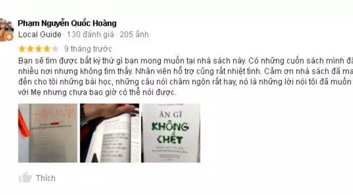 Đánh giá của khách hàng về Nhà sách Nguyễn Huệ (Nguồn: BlogAnChoi)