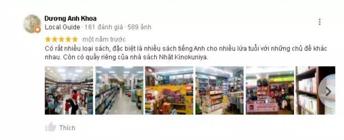 Đánh giá của khách hàng về Nhà sách Nguyễn Huệ (Nguồn: TinhVe)