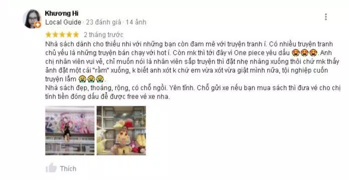 Đánh giá của khách hàng về trung tâm sách Kim Đồng. (Nguồn: TinhVe)