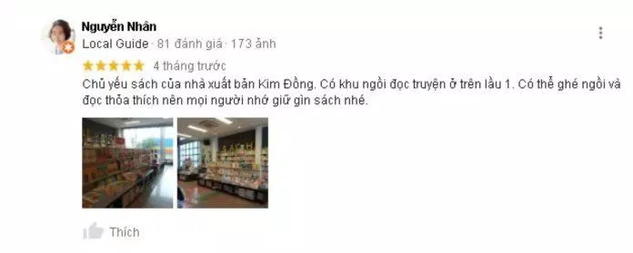 Đánh giá của khách hàng về trung tâm sách Kim Đồng. (Nguồn:  TinhVe)