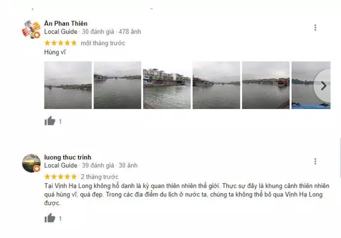 Đánh giá của du khách về Vịnh Hạ Long (Nguồn: Internet)