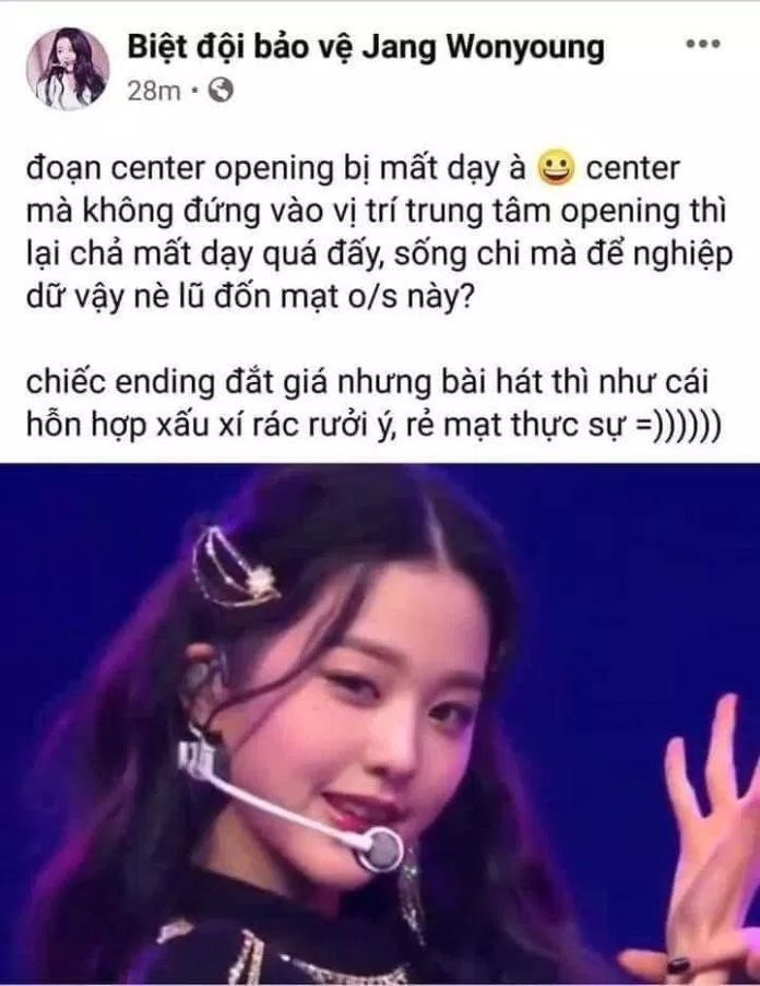 Fanpage lớn nhất nhì fandom Việt Nam của Jang Wonyoung đã đã giận dữ chỉ trích, mạt sát Miyawaki Sakura vì cô nàng đã chiếm vị trí center đoạn mở đầu của "Paronama". (Nguồn: Internet)
