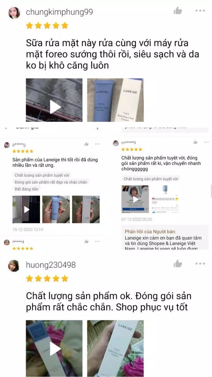 Đánh giá khách hàng trên shopee. ( Nguồn: TinhVe)