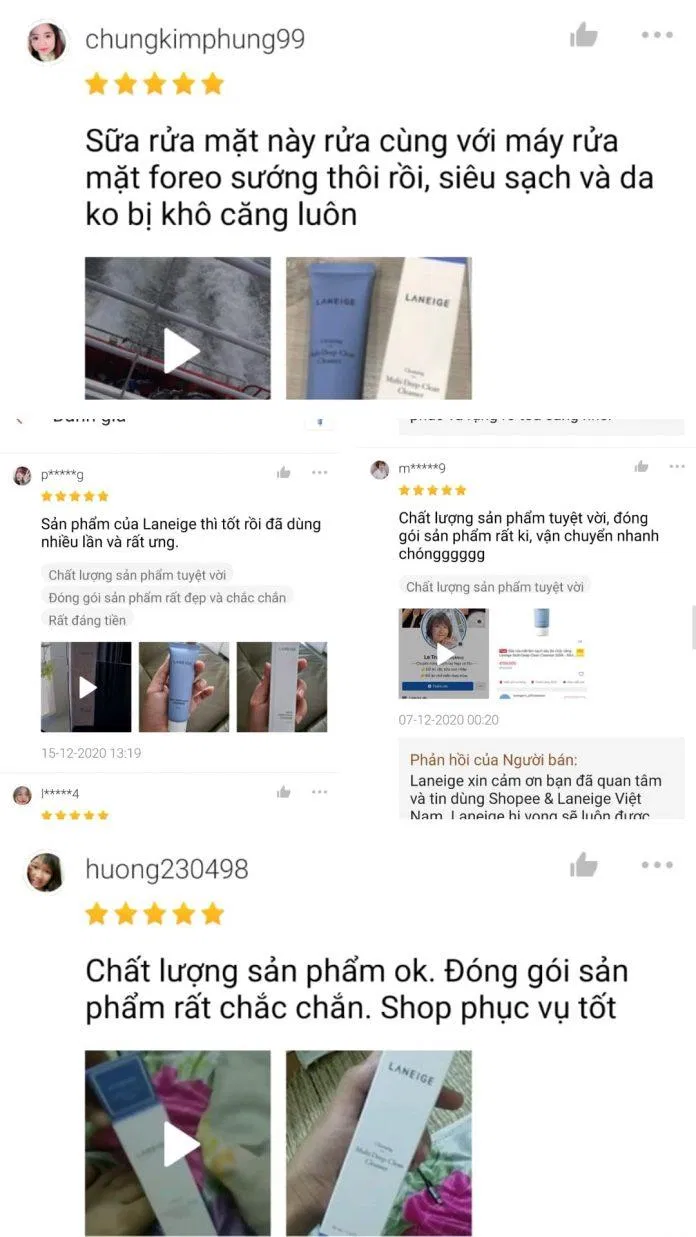 Đánh giá khách hàng trên shopee. ( Nguồn: BlogAnChoi)