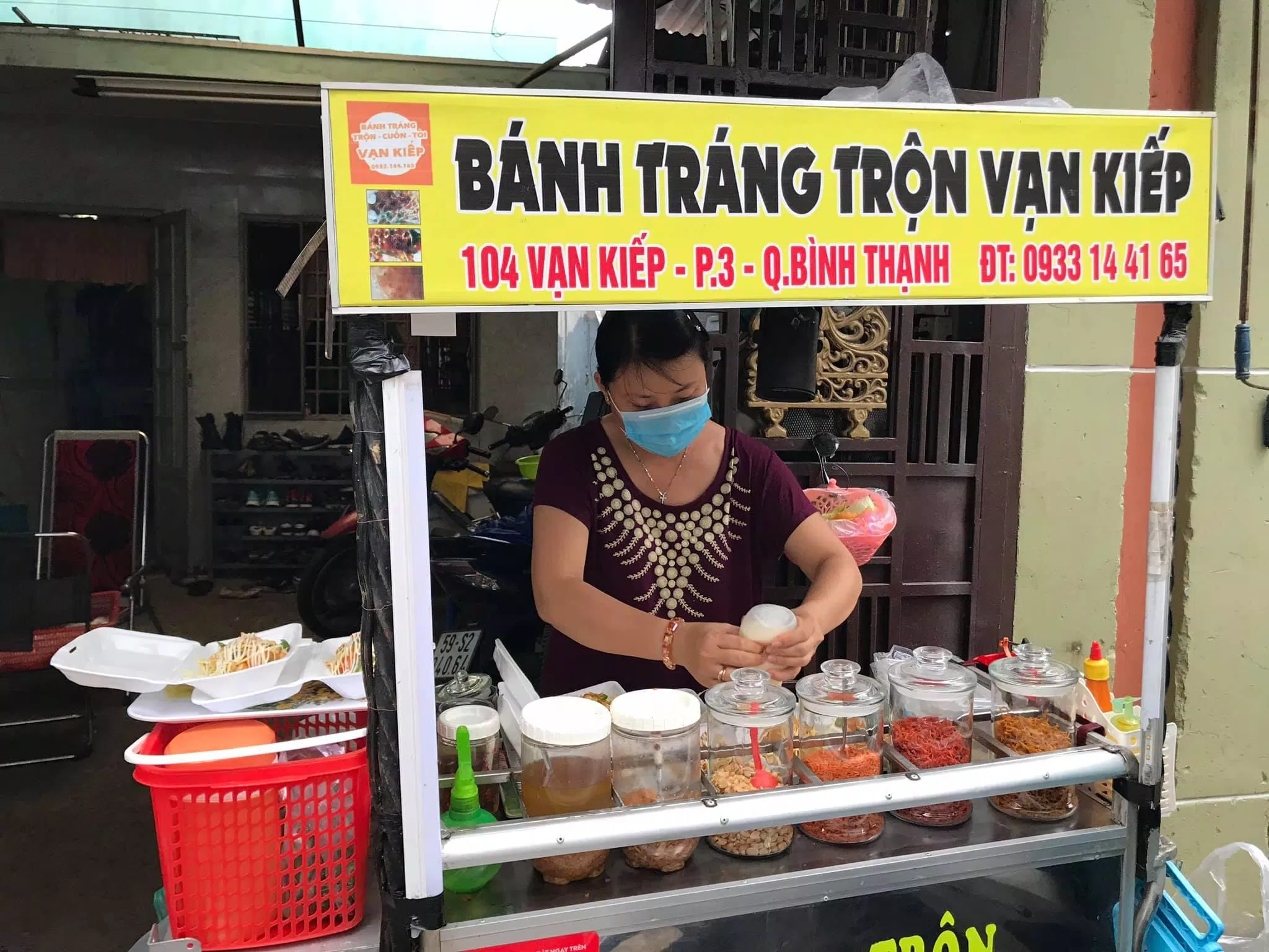 Quán bánh tráng trộn Vạn Kiếp (ảnh: internet)