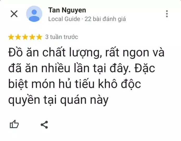 Đánh giá của khách hàng trên Google Maps (nguồn: TinhVe)