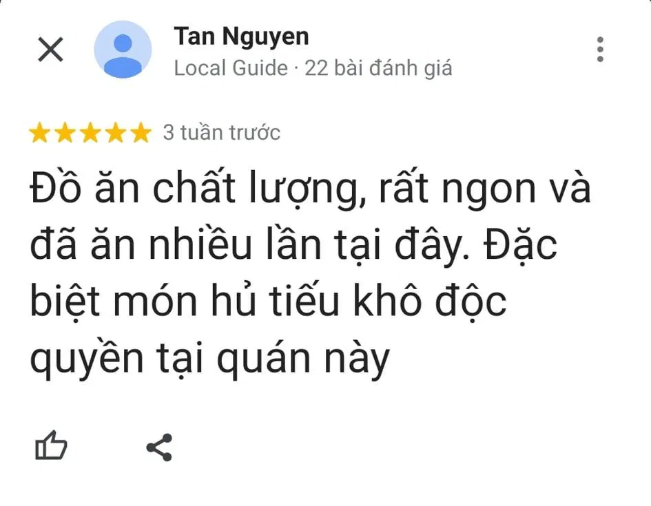 Đánh giá của khách hàng trên Google Maps (nguồn: BlogAnChoi)