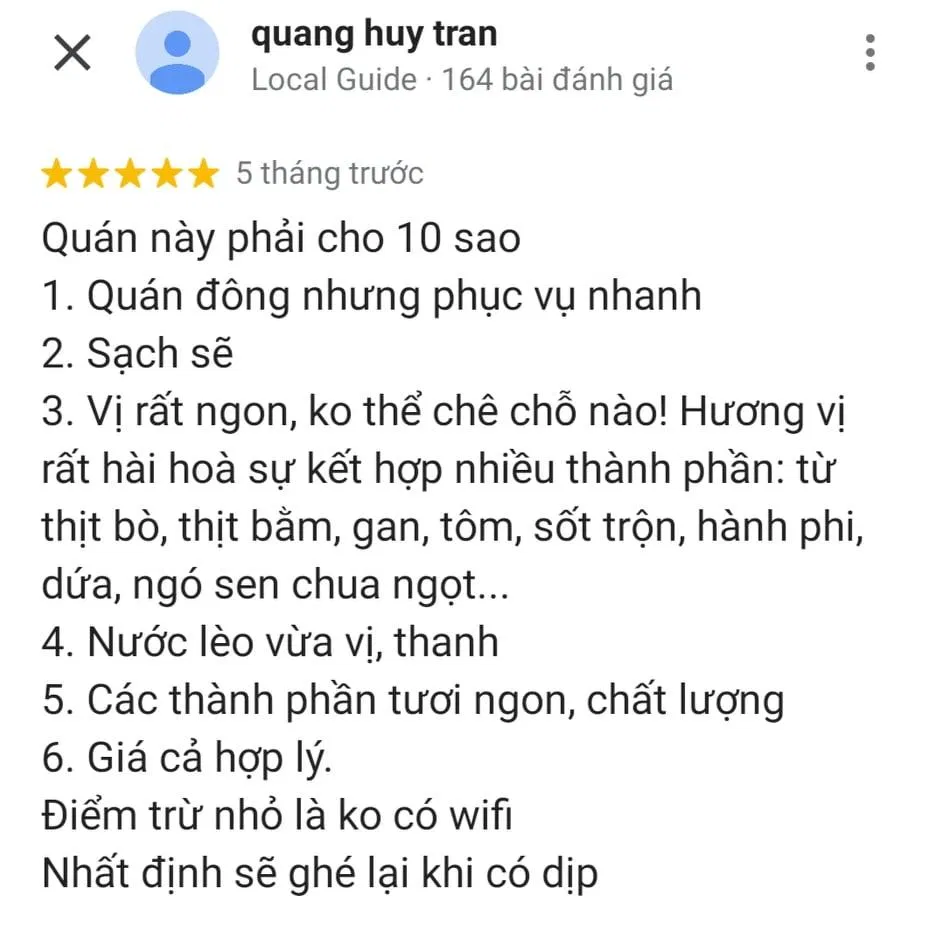 Đánh giá của khách hàng trên Google Maps (nguồn: BlogAnChoi)