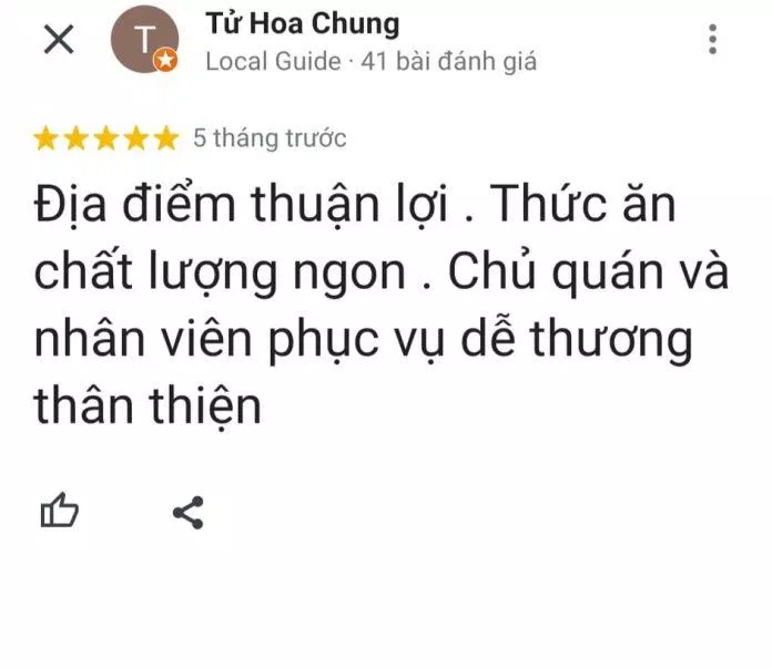 Đánh giá của khách hàng trên Google Maps (nguồn: TinhVe)