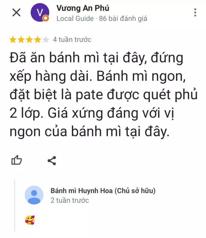 Đánh giá của khách hàng trên Google Maps (nguồn: TinhVe)