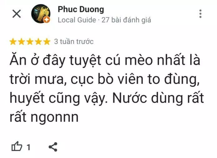 Đánh giá của khách hàng trên Google Maps (nguồn: TinhVe)