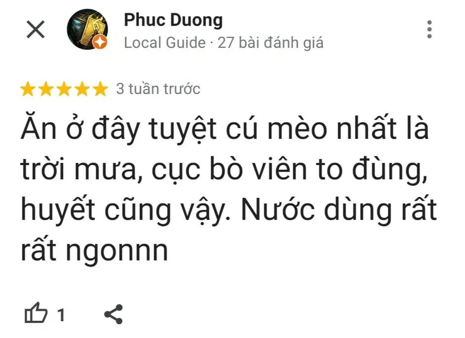 Đánh giá của khách hàng trên Google Maps (nguồn: BlogAnChoi)