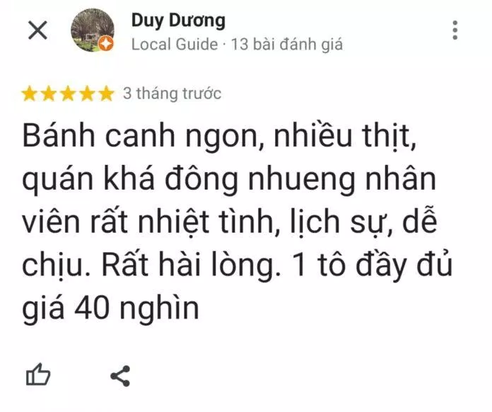 Đánh giá của khách hàng trên Google Maps (nguồn: TinhVe)