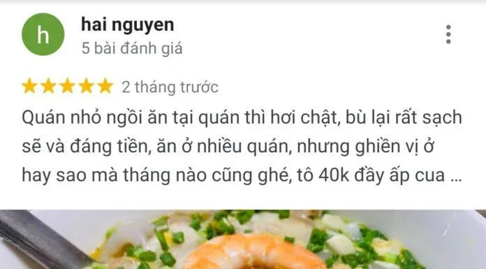Đánh giá của khách hàng trên Google Maps (nguồn: BlogAnChoi)