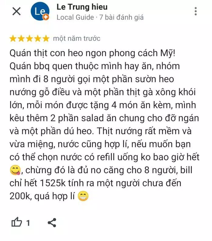 Đánh giá của khách hàng trên Google Maps (nguồn: TinhVe)