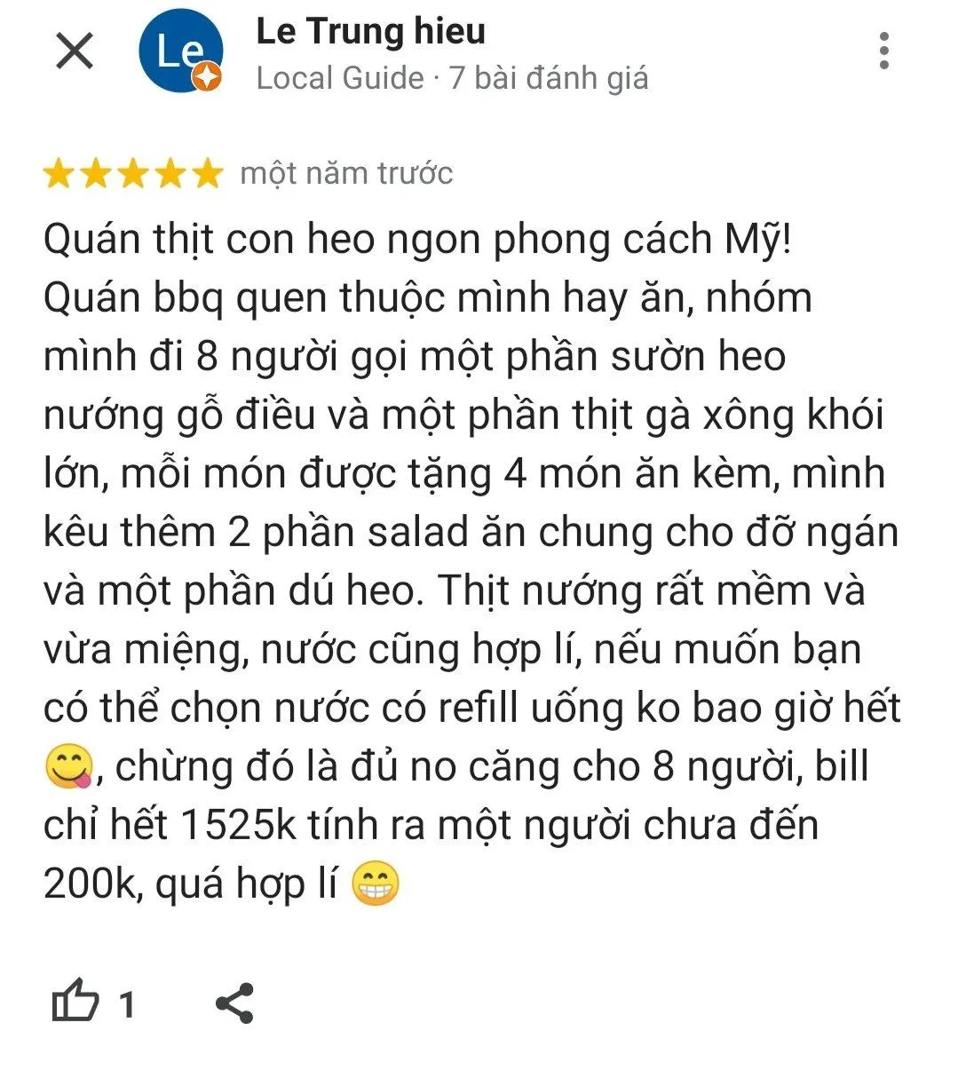 Đánh giá của khách hàng trên Google Maps (nguồn: BlogAnChoi)