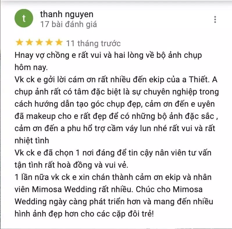 Review Mimosa Wedding Studio (Ảnh Internet)