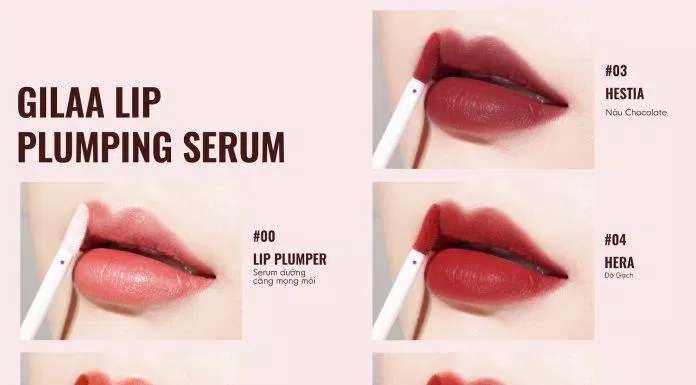Bảng màu của son velvet tint Gilaa Plumping Lip Serum. (Nguồn: Internet)