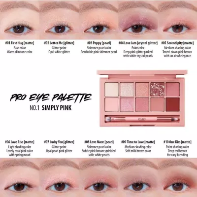 Swatch các màu bảng phấn mắt CLIO Pro Eye Palette - Màu Simply pink. (nguồn: internet)